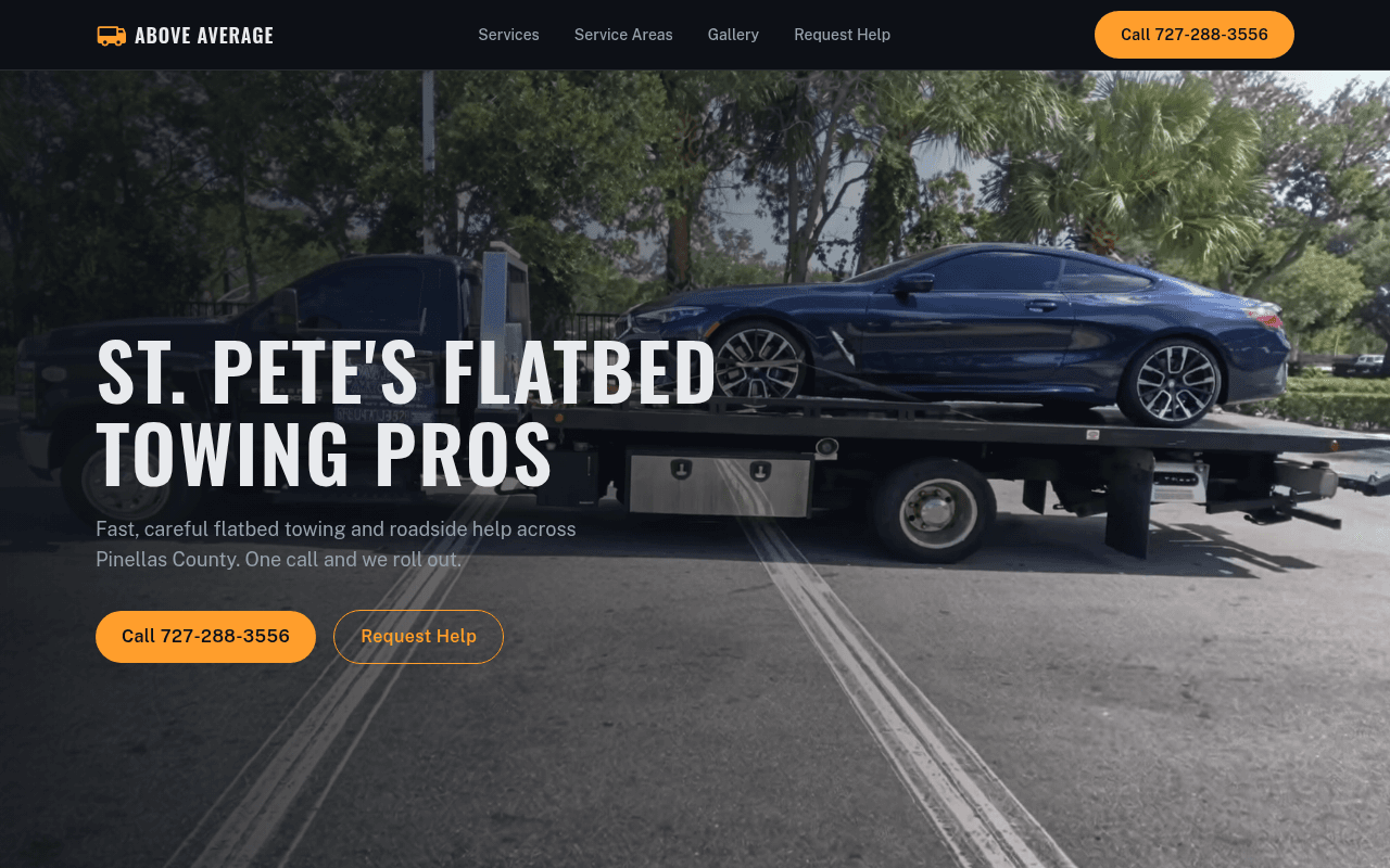 Above Average Towing website